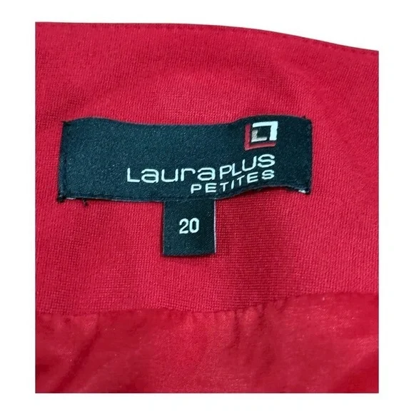 Laura Plus Petites Skirt Womens 20 Petite Red Pencil Lined Stretch Back Zip - Picture 4 of 7